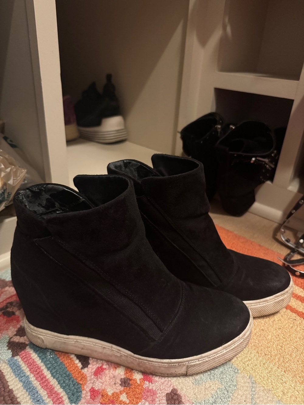 Steve Madden Black Wedge Sneakers